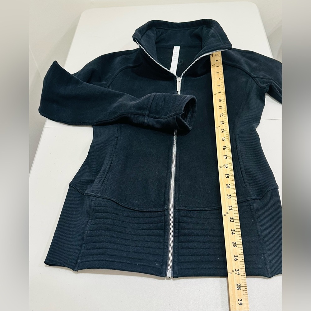 Lululemon Radiant Jacket II Emerald Black Women’s Size 6 Cotton Fleece Full Zip - Picture 5 of 8